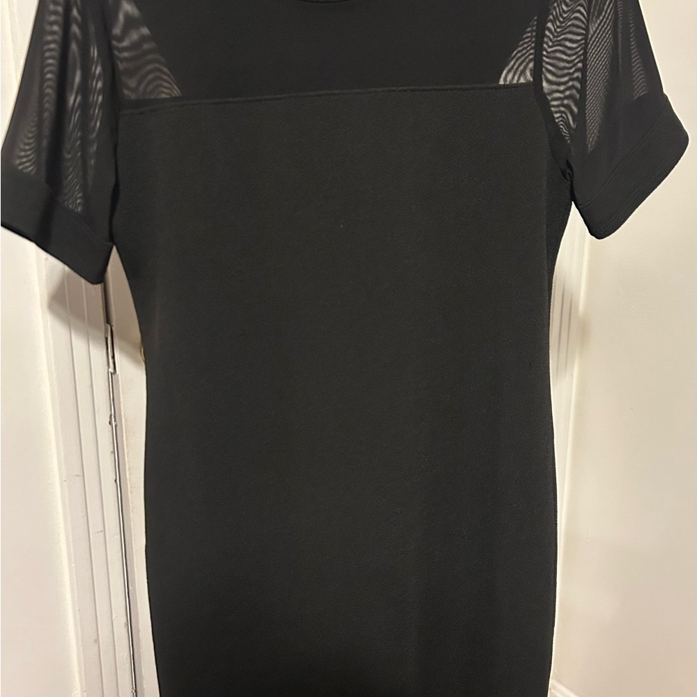 Bozzolo Black Midi Dress with Sheer Accents